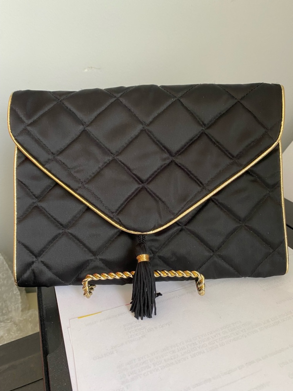 Anne Klein Parfum Black Quilted Organizer Bag Cosmetics Travel Bag Tote Carry On